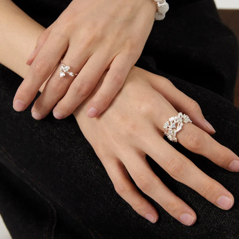 Mouhooland 925 Sterling Silver White Gold Plated Rings Unisex-2