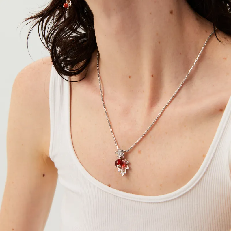 Mouhooland Red Agate Necklaces Unisex-2