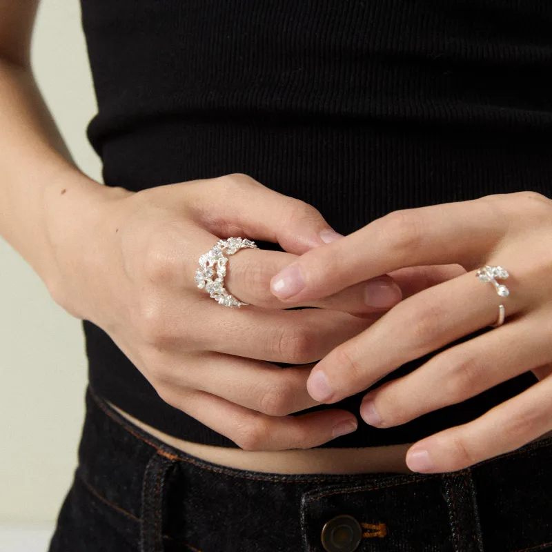 Mouhooland 925 Sterling Silver White Gold Plated Rings Unisex-5