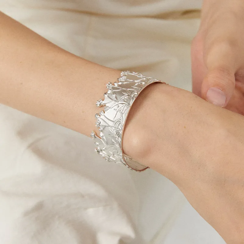 Mouhooland 925 Sterling Silver White Gold Plated Bangles Unisex-5