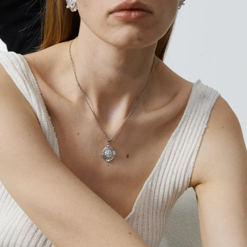 Mouhooland 925 Silver Plated White Gold Necklaces Unisex-4