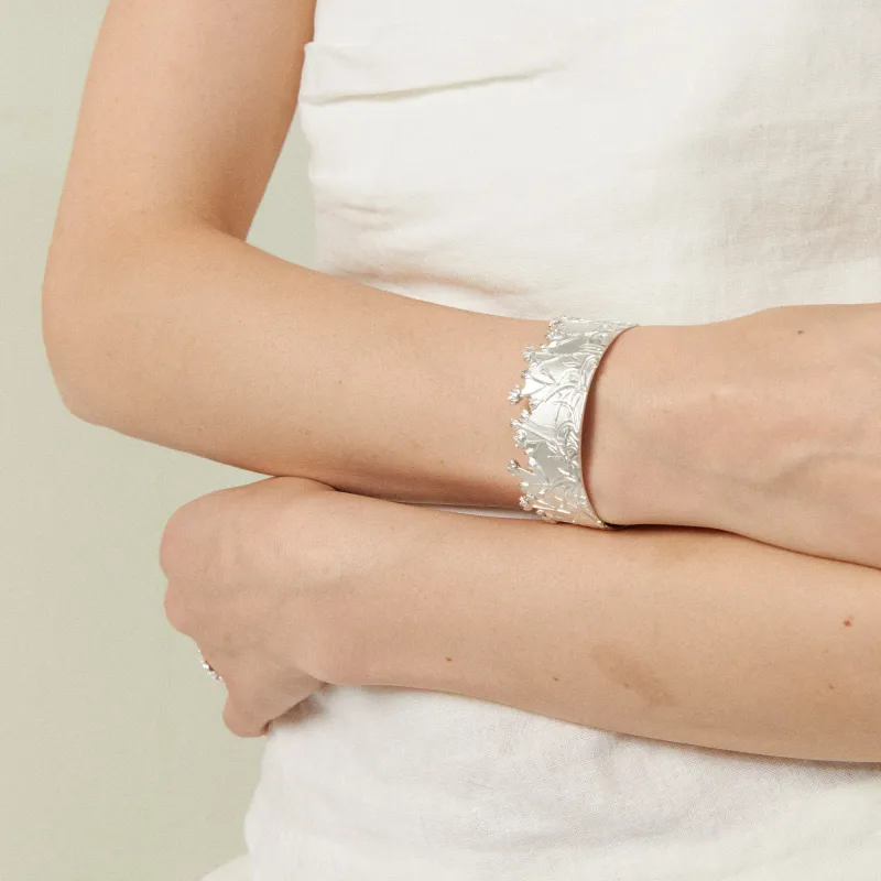 Mouhooland 925 Sterling Silver White Gold Plated Bangles Unisex-2