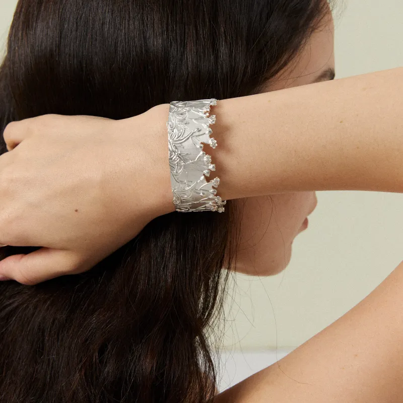 Mouhooland 925 Sterling Silver White Gold Plated Bangles Unisex-4