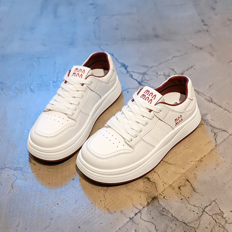 Luji Skateboard Shoes Women's Low Top White Red-3