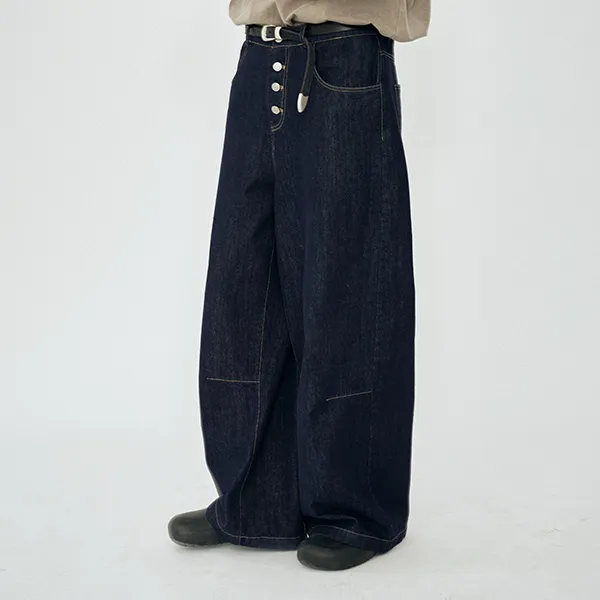 YOSHIYOYI Jeans Unisex Navy Blue-5