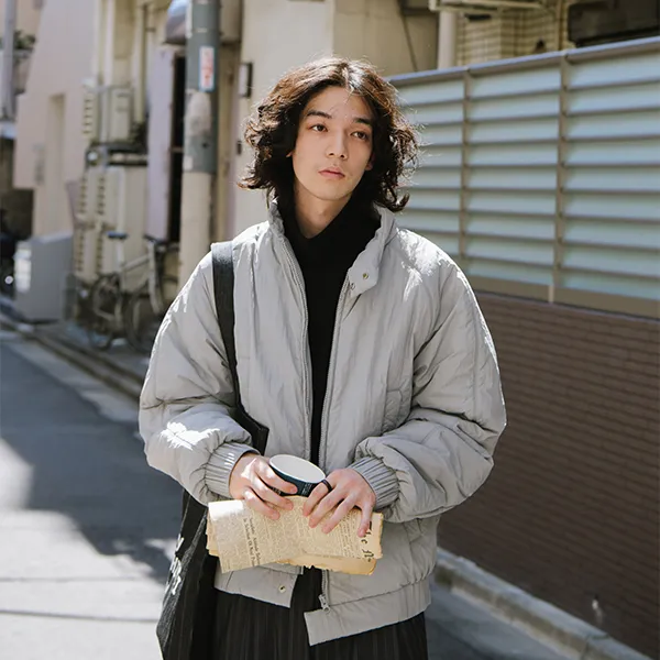 YOSHIYOYI Puffer Jacket Unisex Light Gray-2