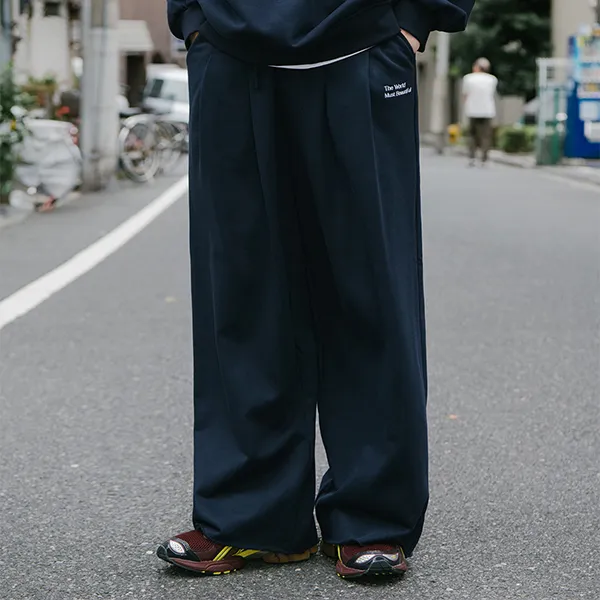 YOSHIYOYI Knitted Sports Pants Unisex Navy Blue-3