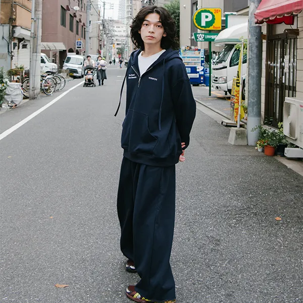 YOSHIYOYI Knitted Sports Pants Unisex Navy Blue-2