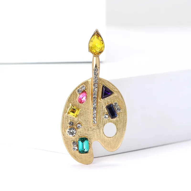 VAN GOGH Alloy, Oil Drip, Synthetic Cubic Zirconia Brooches Unisex Gold-4