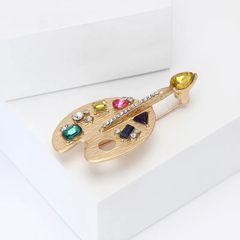 VAN GOGH Alloy, Oil Drip, Synthetic Cubic Zirconia Brooches Unisex Gold-2