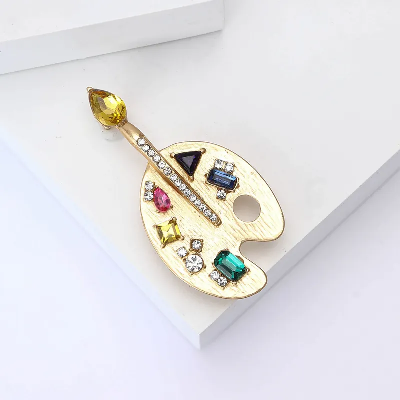 VAN GOGH Alloy, Oil Drip, Synthetic Cubic Zirconia Brooches Unisex Gold-1