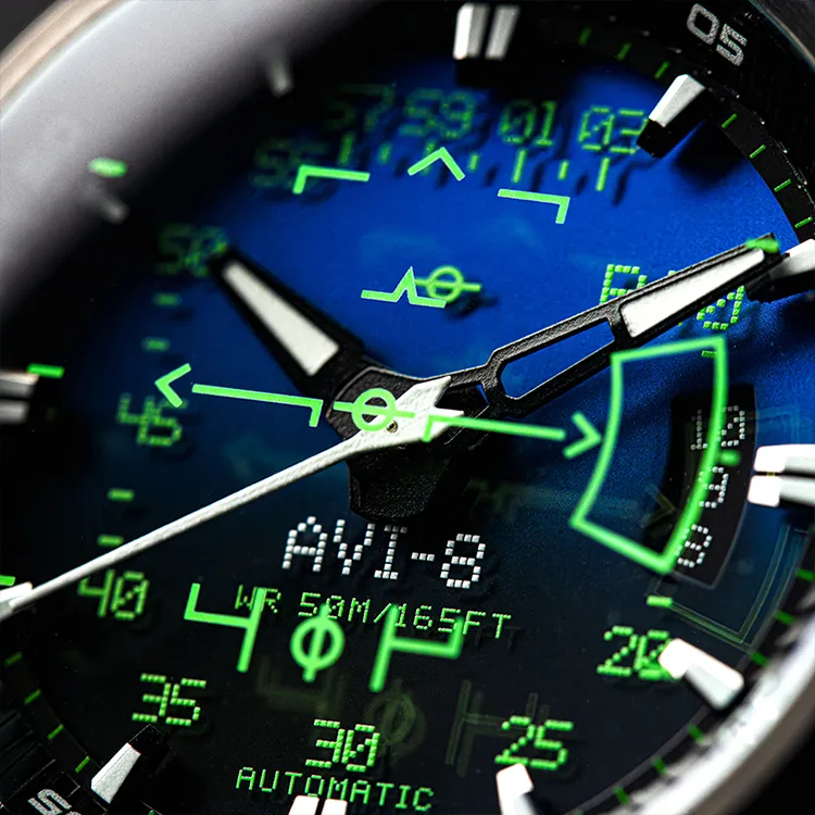 AVI 8 Wrist Watch Automatic Mechanical Movement Blue Dial Men's Watches-4