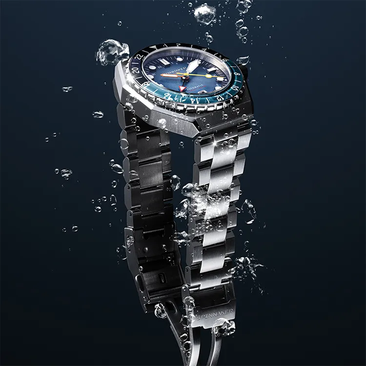SPINNAKER Wrist Watch Automatic Mechanical Movement Stainless Steel Strap Blue Dial Men's Watches-6