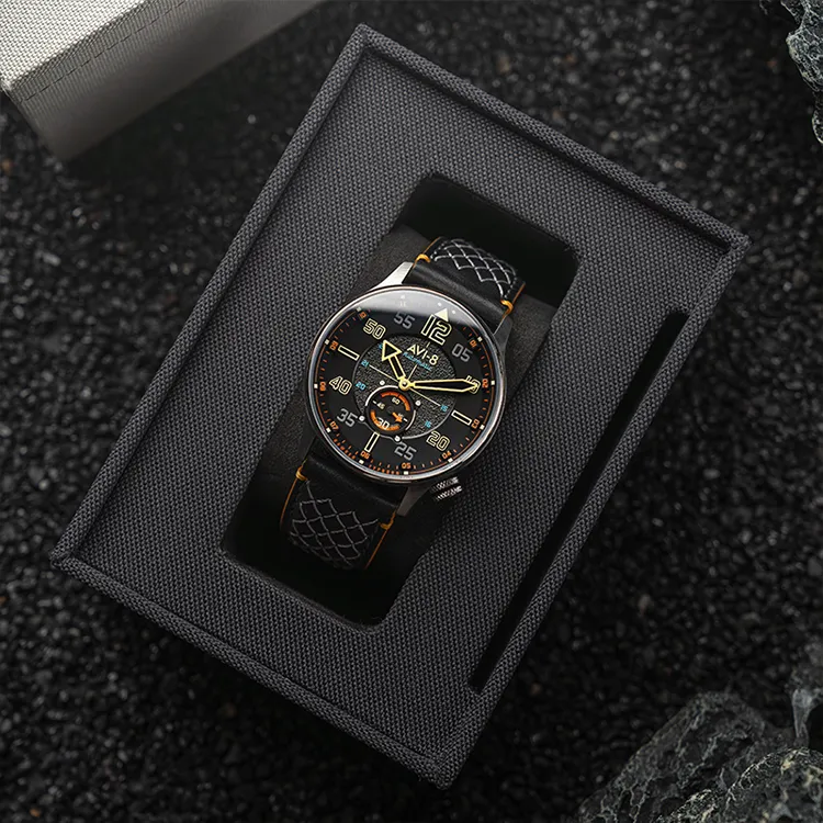 AVI 8 Wrist Watch Automatic Mechanical Movement Black Dial Men's Watches-6