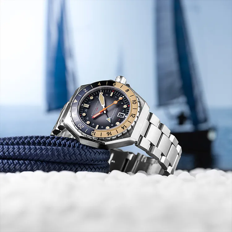 SPINNAKER Wrist Watch Automatic Mechanical Movement Stainless Steel Strap Black Dial Men's Watches-5