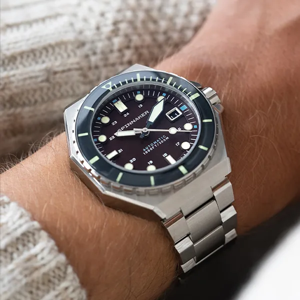 SPINNAKER Dumas Collection Wrist Watch Automatic Mechanical Movement Stainless Steel Strap Red Watch Dial Men's Watches-2