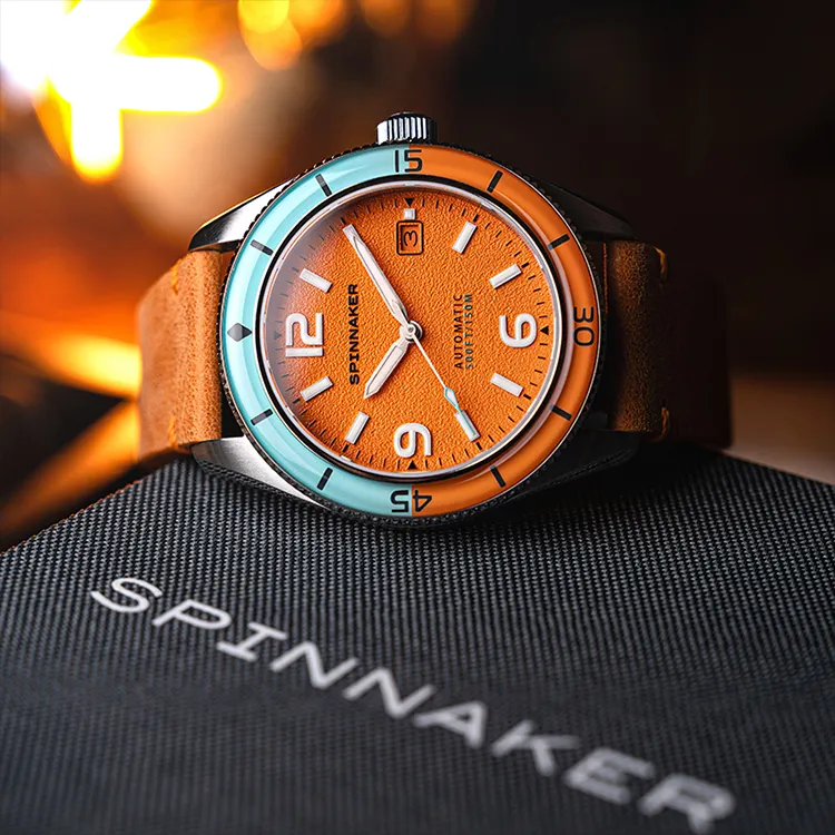 SPINNAKER Wrist Watch Automatic Mechanical Movement Orange Watch Dial Unisex-3