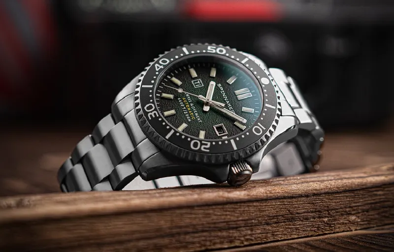 SPINNAKER TESEI Collection Wrist Watch Automatic Mechanical Movement Titanium Strap Green Dial Men's Watches-2