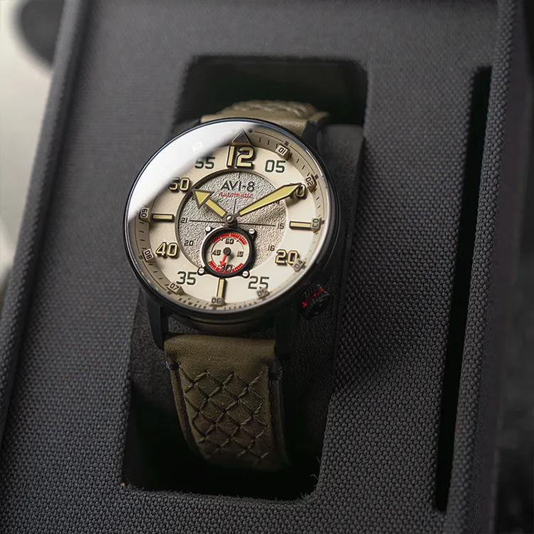 AVI 8 Wrist Watch Automatic Mechanical Movement Beige Watch Dial Men's Watches-5