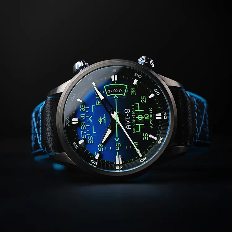 AVI 8 Wrist Watch Automatic Mechanical Movement Blue Dial Men's Watches-2