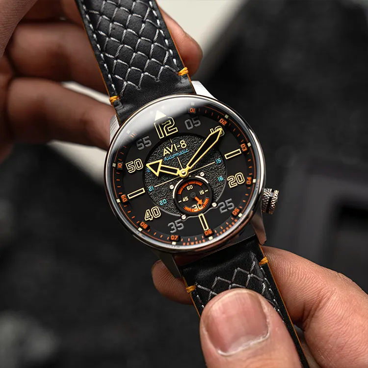 AVI 8 Wrist Watch Automatic Mechanical Movement Black Dial Men's Watches-4
