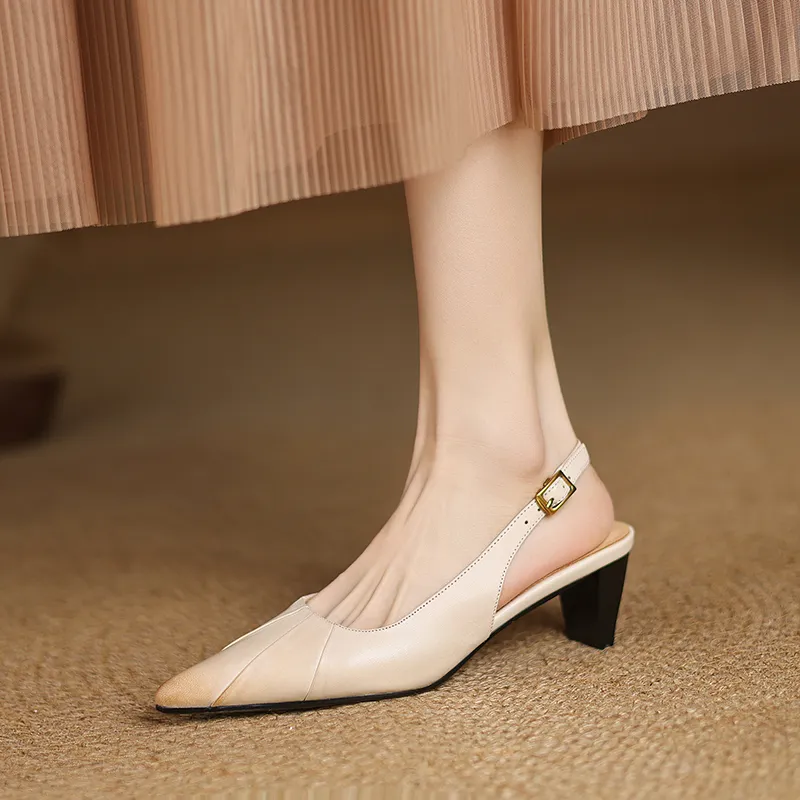 Mo Lin Chunky Heel High Heels 5cm Women's-7