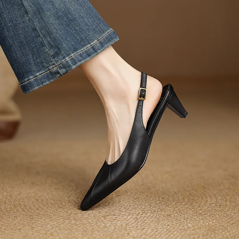 Mo Lin Chunky Heel High Heels 5cm Women's-3