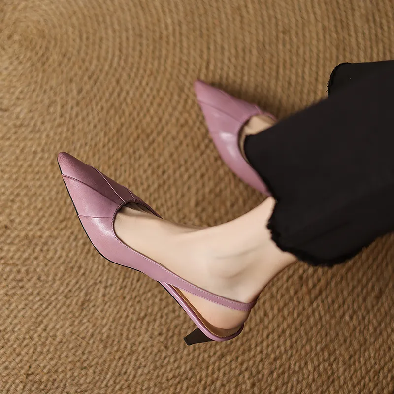 Mo Lin Chunky Heel High Heels 5cm Women's-14