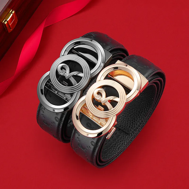 ROBERTA DI CAMERINO Cow Leather Belts Men's Black 3.45CM Writing A Greeting Card And Printing Photos-5