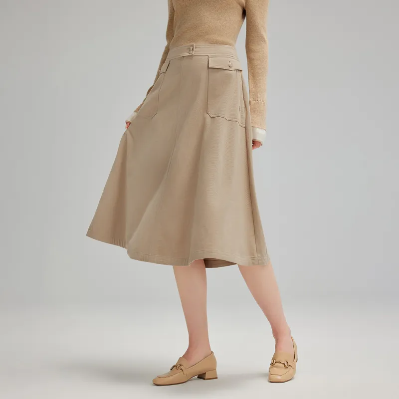 Hush Puppies Casual Long Skirts Women's Oak Brown-3
