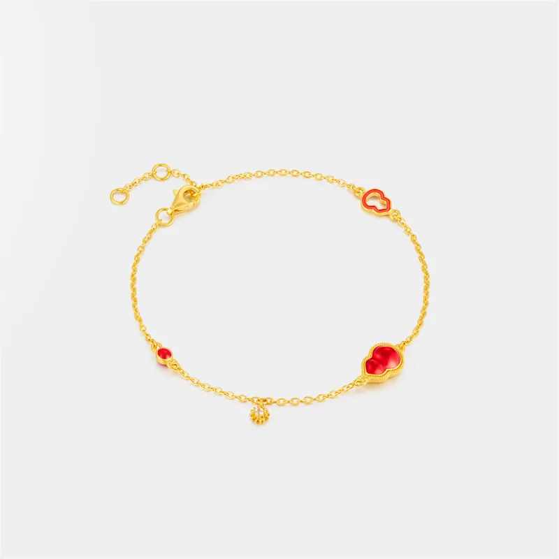 MCLON Filigree Small Enjoy Gourd Solid Gold Priced In Gram Gold Bracelet Women's-6