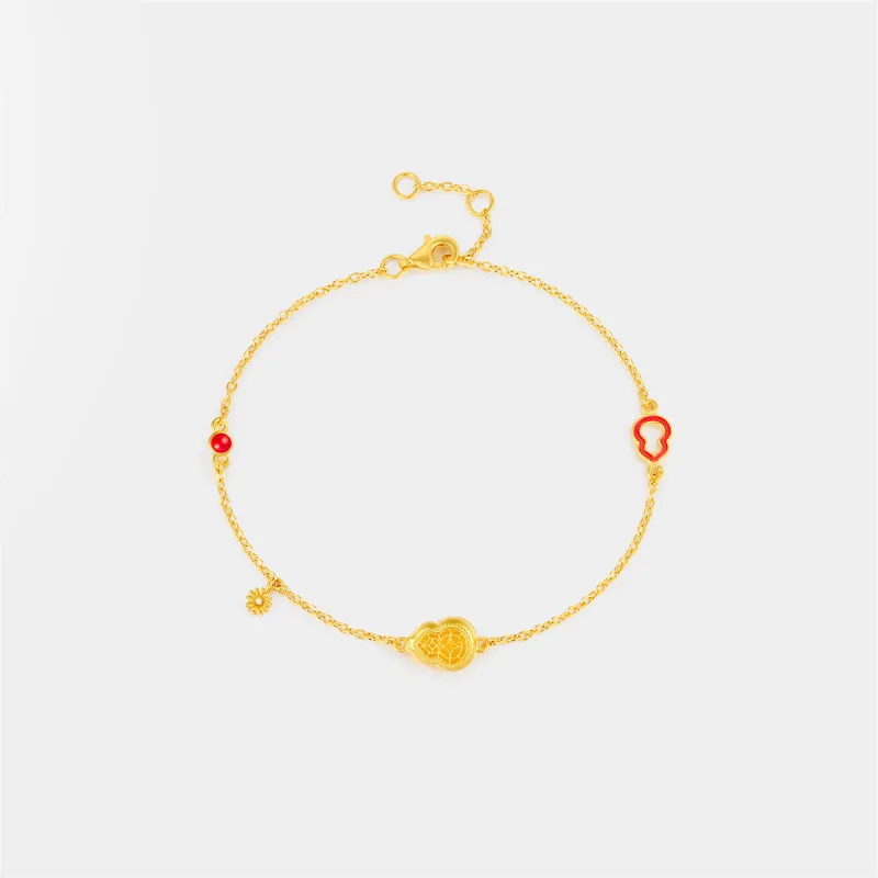 MCLON Filigree Small Enjoy Gourd Solid Gold Priced In Gram Gold Bracelet Women's-7