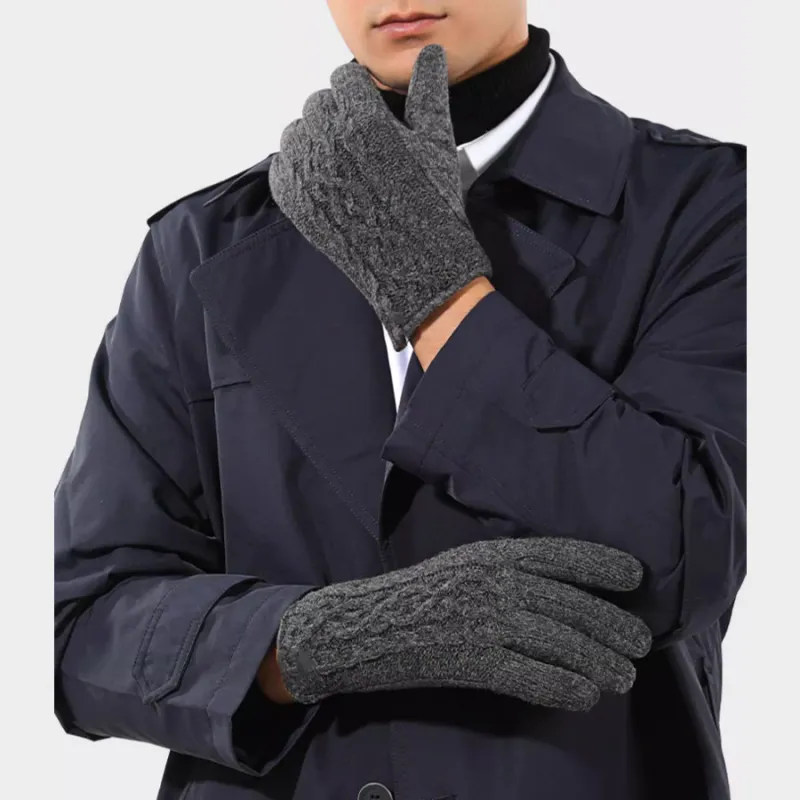 NAME.S Cashmere Knit Gloves Men's Black/Gray-1