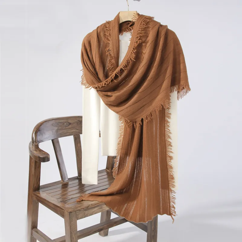 NAME.S 100% Cashmere Knit Scarves Unisex Earth Tone Series Box Shopping Bag-4
