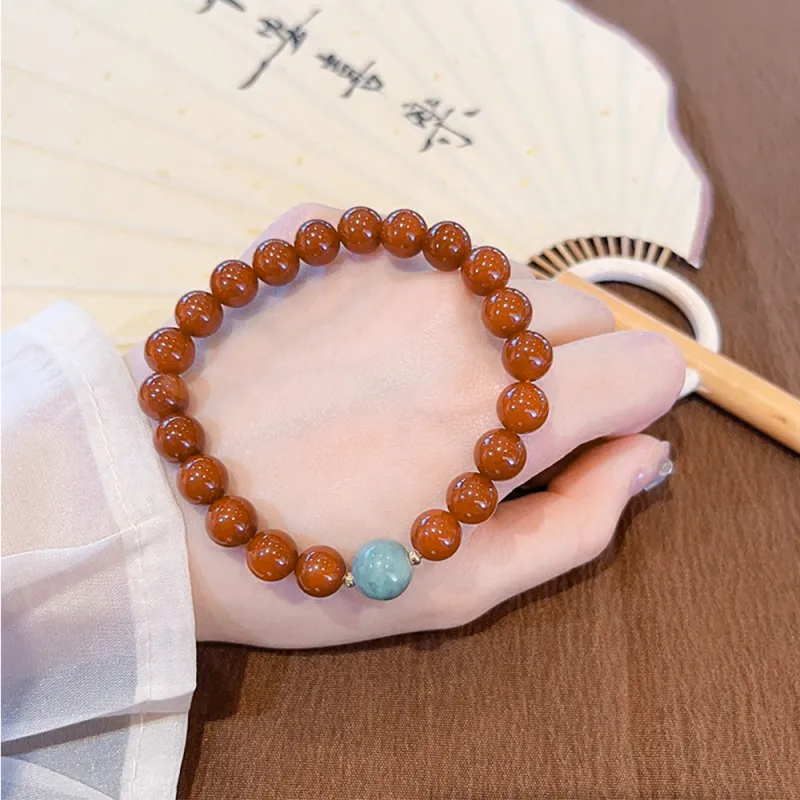 NAME.S Southern Red Agate Beaded Bracelets Premium Jade Unisex-3