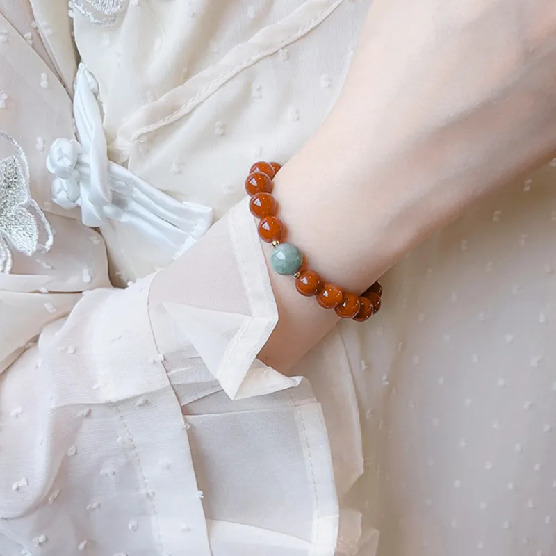 NAME.S Southern Red Agate Beaded Bracelets Premium Jade Unisex-2