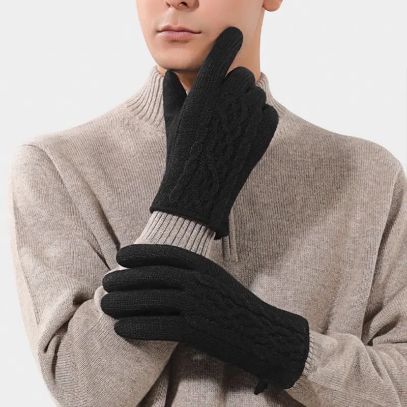 NAME.S Cashmere Knit Gloves Men's Black/Gray-4