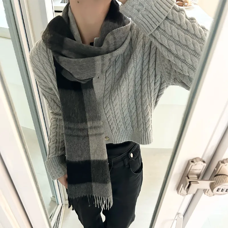 NAME.S 100% Sheep Wool Knit Scarves Men's-1
