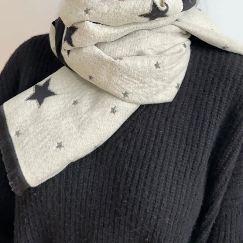 NAME.S Knit Scarves Unisex Black Gray Color Box Shopping Bag-3