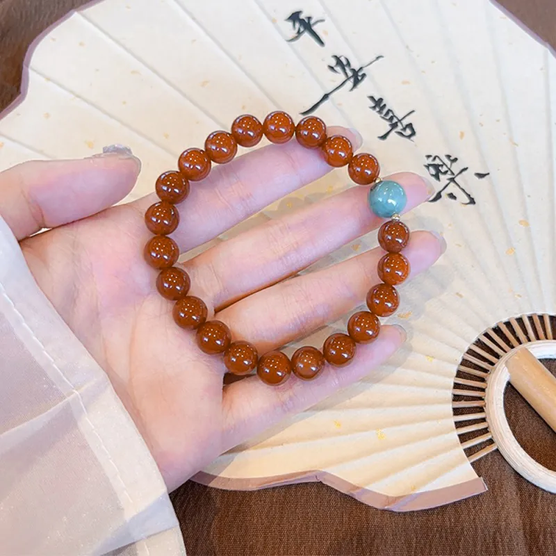 NAME.S Southern Red Agate Beaded Bracelets Premium Jade Unisex-4