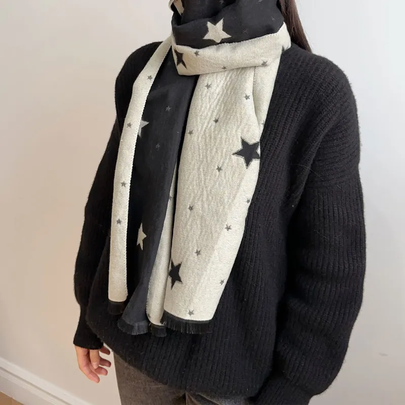 NAME.S Knit Scarves Unisex Black Gray Color Box Shopping Bag-1