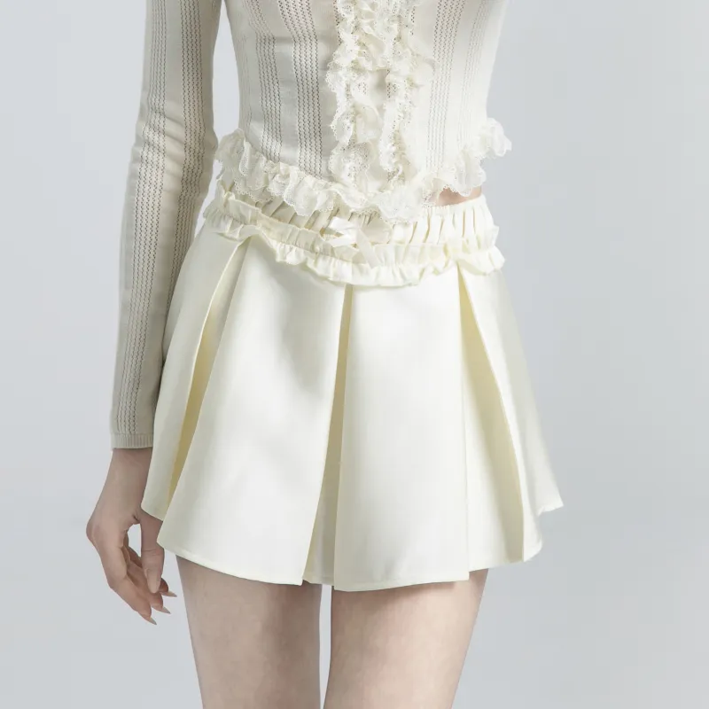 UPNANAWANG Casual Short Skirts Women's Ivory-5