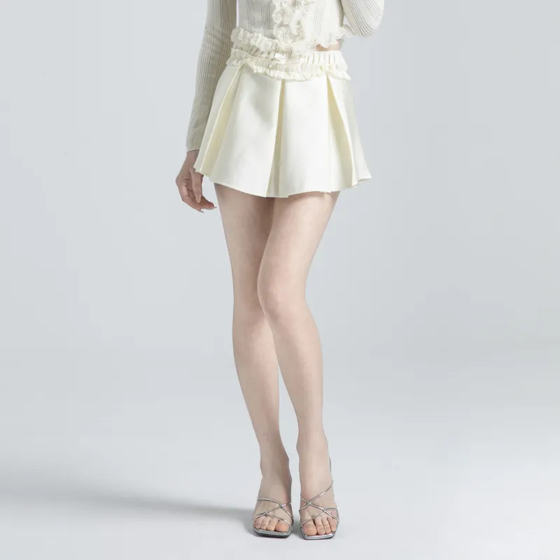 UPNANAWANG Casual Short Skirts Women's Ivory-4