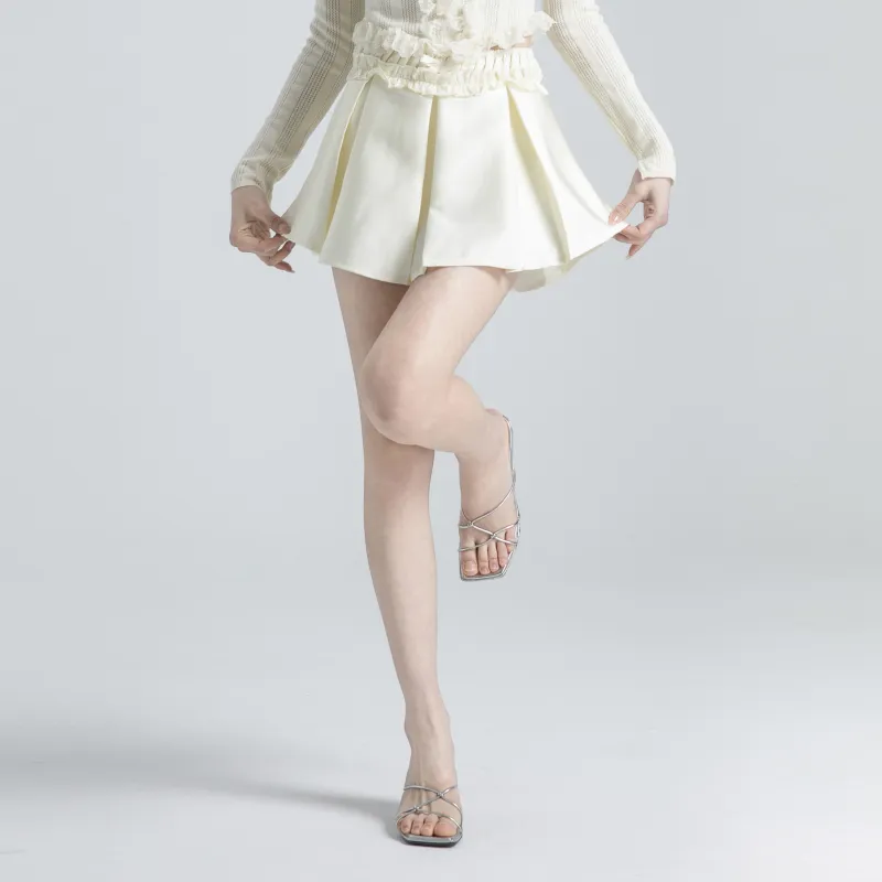 UPNANAWANG Casual Short Skirts Women's Ivory-2