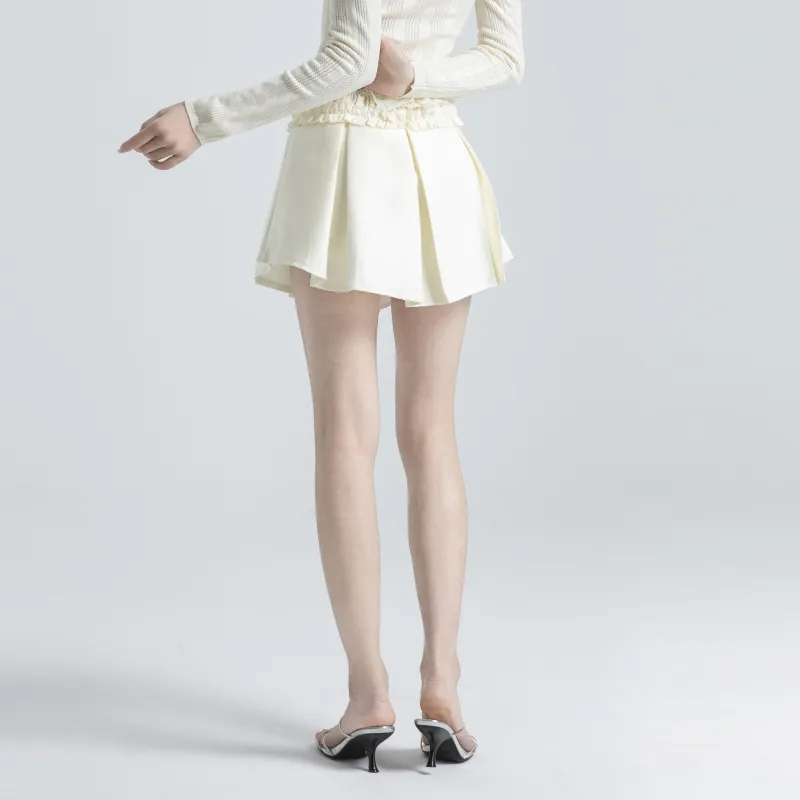 UPNANAWANG Casual Short Skirts Women's Ivory-3