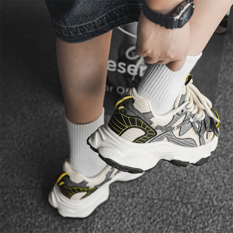 CEDAR HAN Shock Absorbers Slip Resistant Breathable Low Top Chunky Sneakers Men's-12