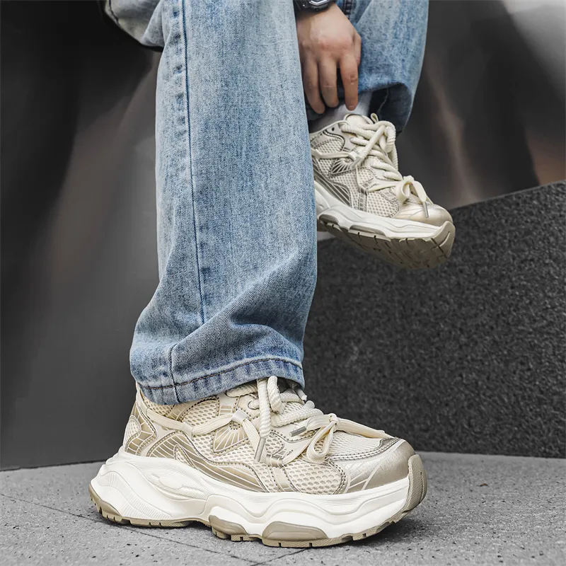 CEDAR HAN Shock Absorbers Slip Resistant Breathable Low Top Chunky Sneakers Men's-3