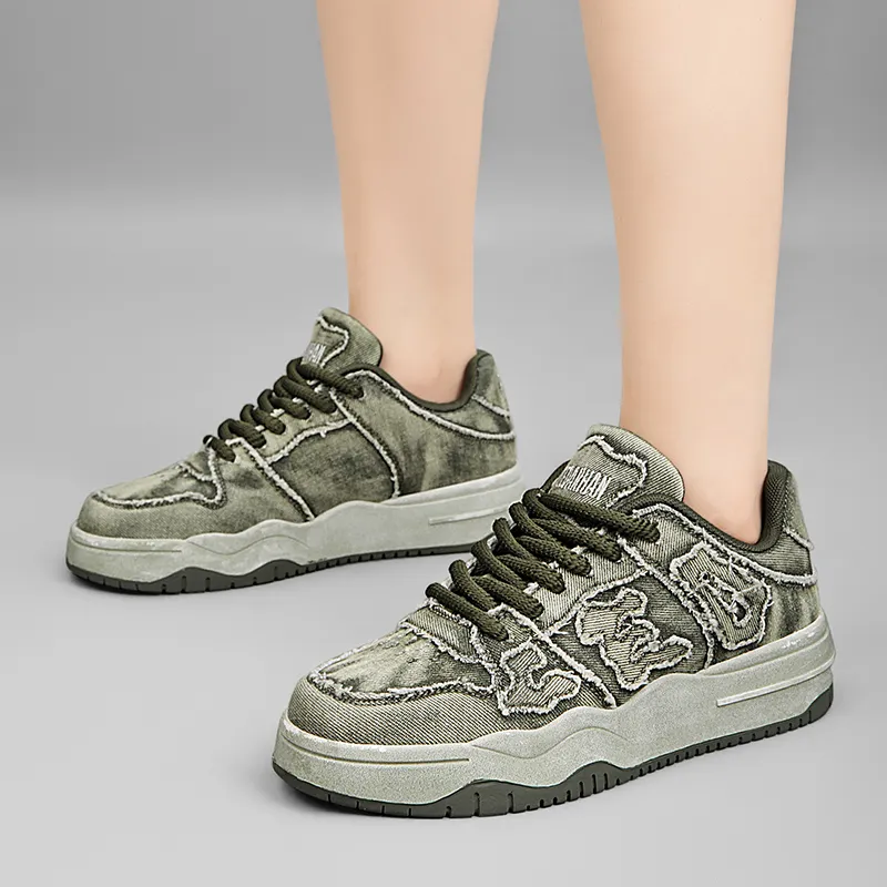 CEDAR HAN Anti-Slip Wear-Resistant Breathable Supportive Height Increasing Low-Top Couple's Unisex Green-9