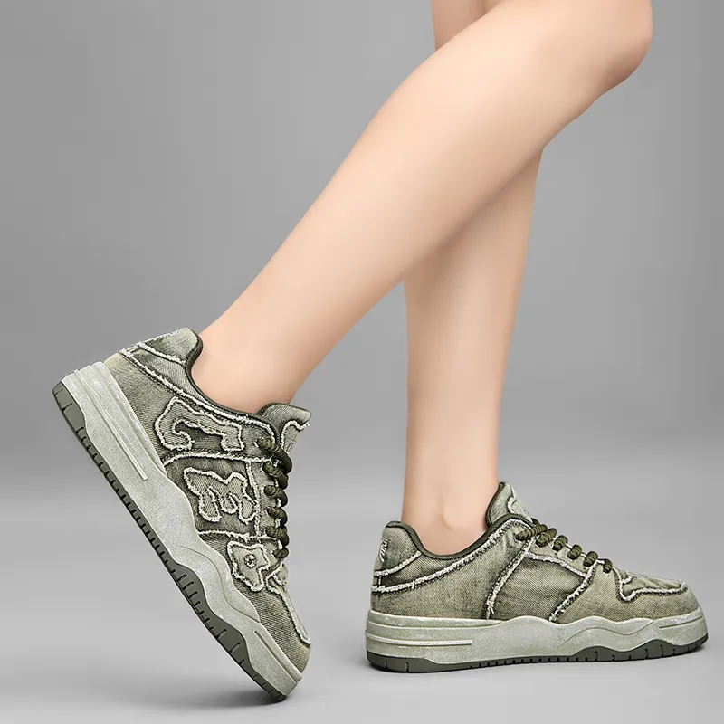 CEDAR HAN Anti-Slip Wear-Resistant Breathable Supportive Height Increasing Low-Top Couple's Unisex Green-7