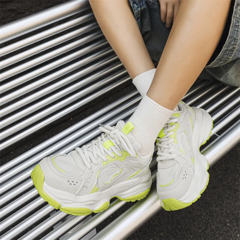 CEDAR HAN Coverage Height Increasing Lightweight Breathable Slip Resistant Low Top Chunky Sneakers-15